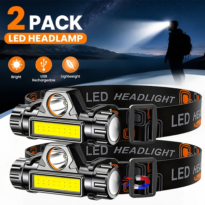 Headlamp Waterproof Rechargeable - Super Jasna Latarka Czołowa LED, Akumulatorowa,