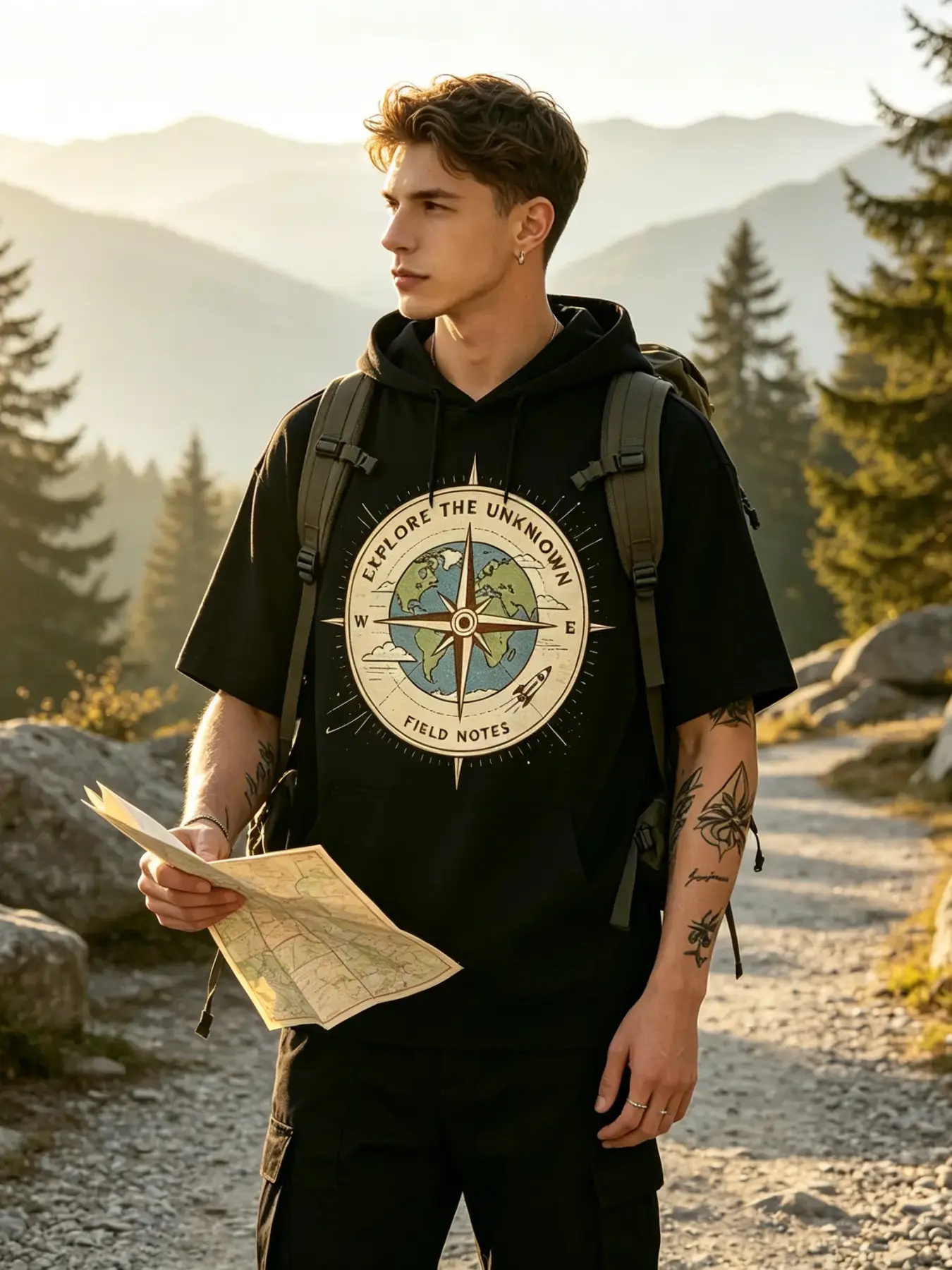 Outdoor Adventure World - Męska koszulka z krótkim rękawem i