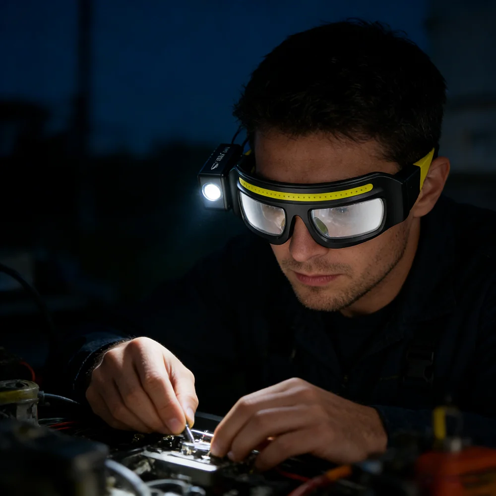 Latarka czołowa LED COB, lampa – Headlamp Waterproof Rechargeable recenzja i cena